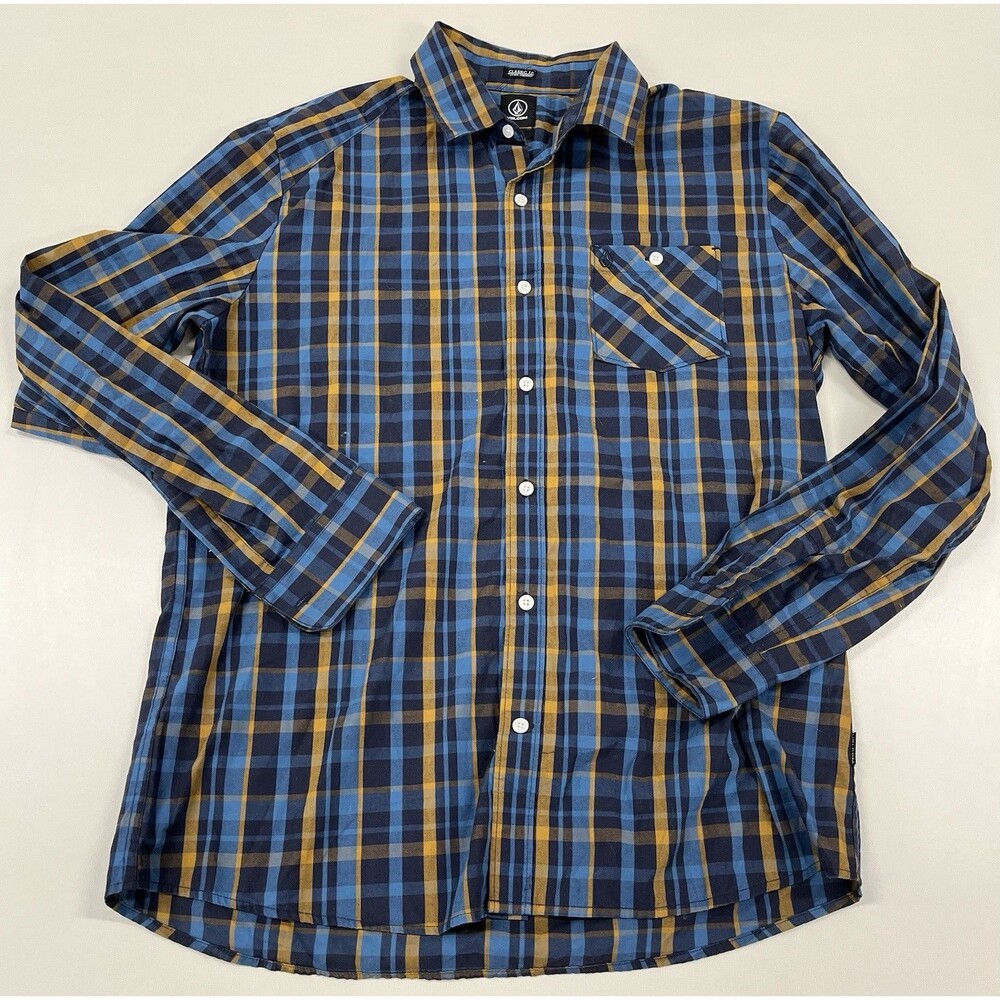 Men's Volcom Plaid Long Sleeve Button Down Shirt, Large